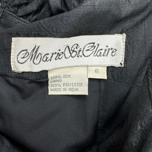 Vintage Marie St. Claire 100% Silk Black Classic Cocktail Timeless Dress Size 6 - Picture 9 of 11